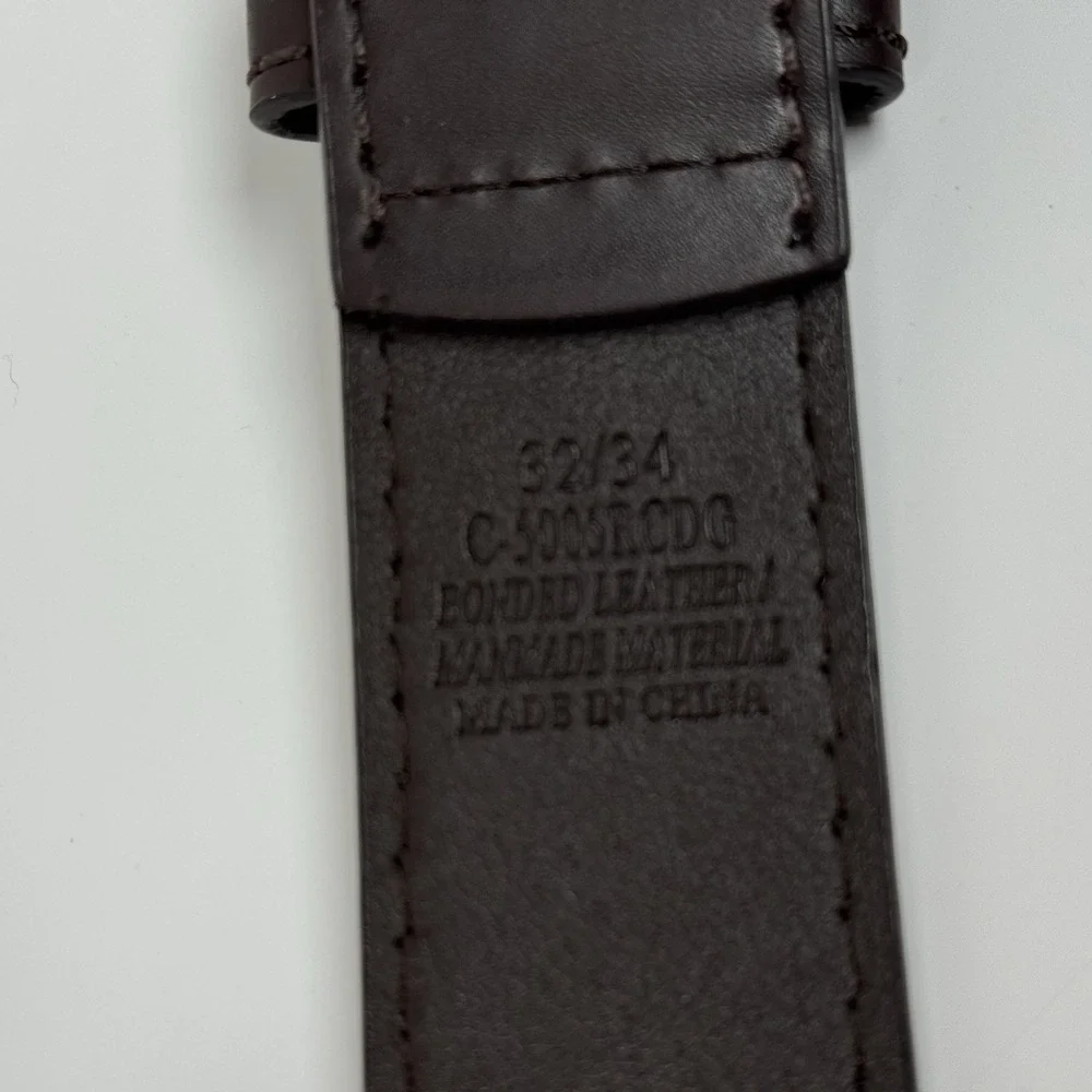 Polo Ralph Lauren Leather Belt 32/34 Dark Brown Double Prong Buckle Mens‎ NWOT